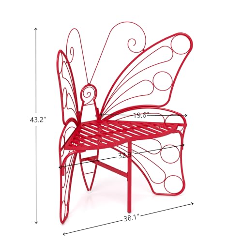 Black Metal Butterfly Outdoor Bench M7475