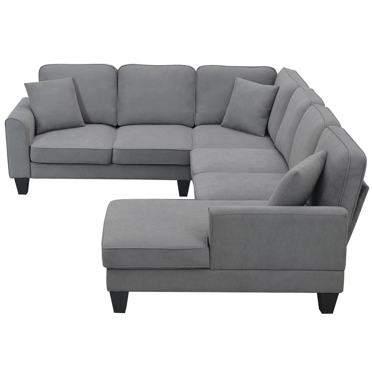 Dark Gray 7 Seat U Shape Sectional Sofa with 3 Pillows E75906