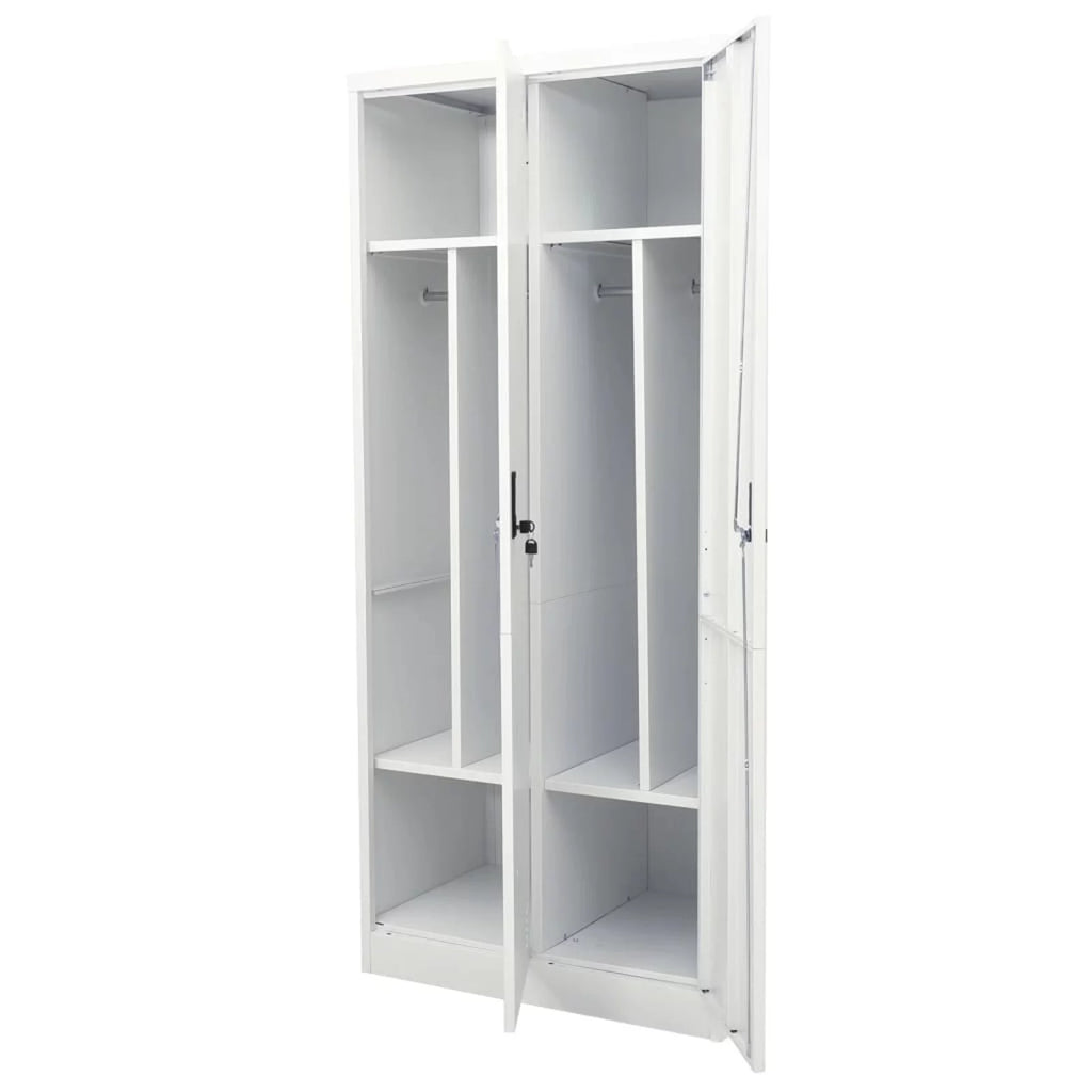 Light Gray Steel Wardrobe with 2 Storage Shelves U4699