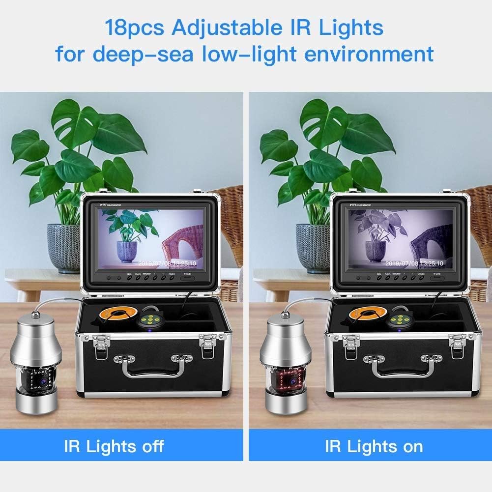 Underwater Fishing Camera 9 inch 360° Camera 1000TVL 18 IR Lights 30M Cable R929