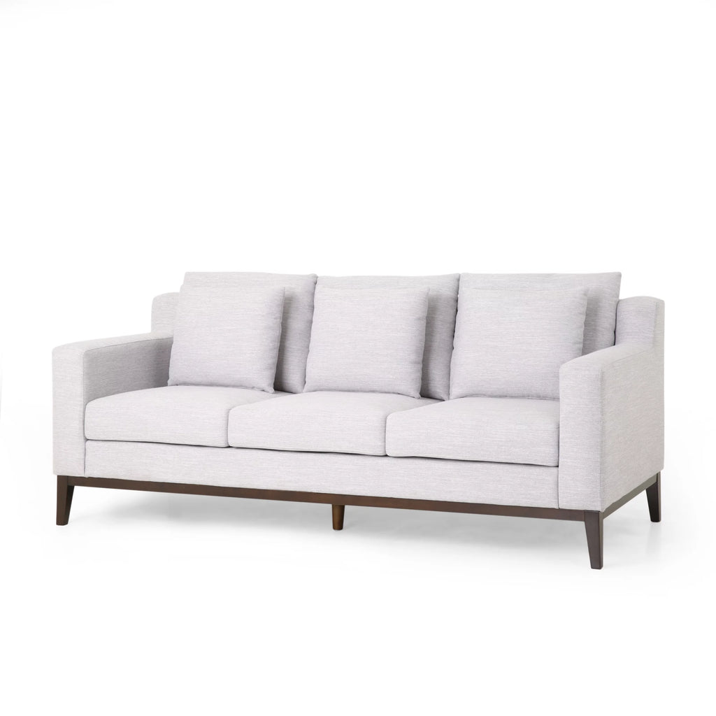 Light Gray Fabric 3 Seater Sofa with Accent Pillows N776