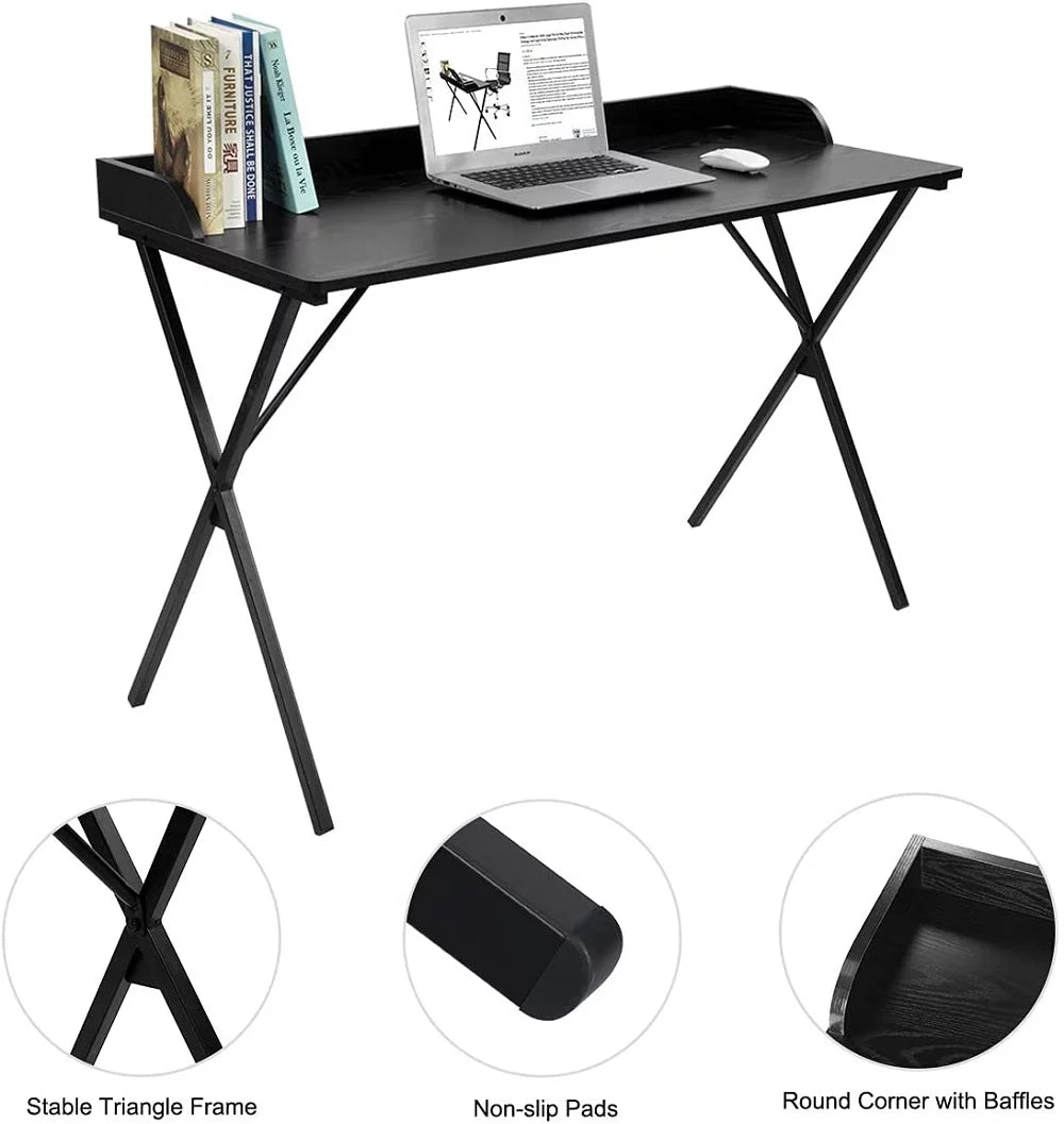 Computer Desk with Metal Frame in Black B33014