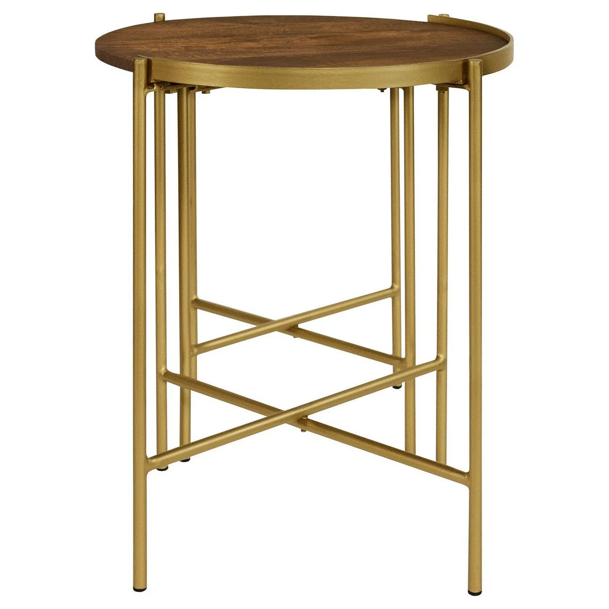 2 Piece Round Nesting Tables Gold Iron Mango Wood X322838