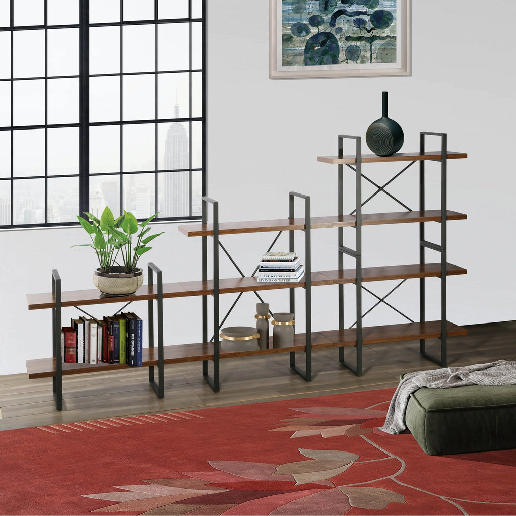 Adjustable Antique Walnut Wood and Metal Etagere Bookcase L52642