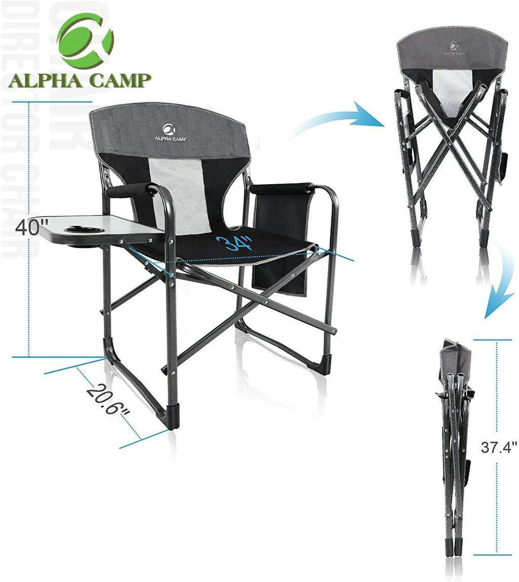 Oversized Heavy Duty Recliner Camping Chair with Side Table E124545