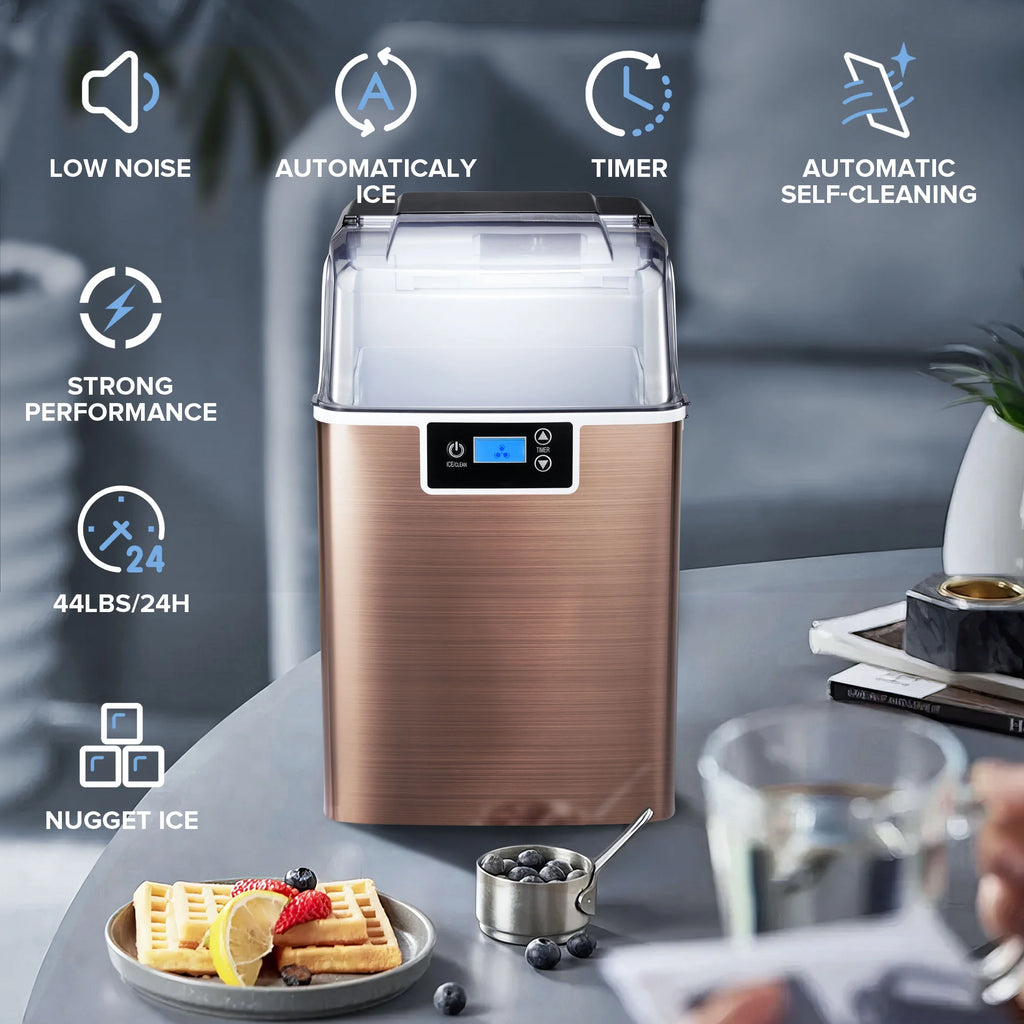 Nugget Ice Maker Countertop with Soft Chewable Pellet Ice, Self-Cleaning, 44lbs/24H, Black T407241
