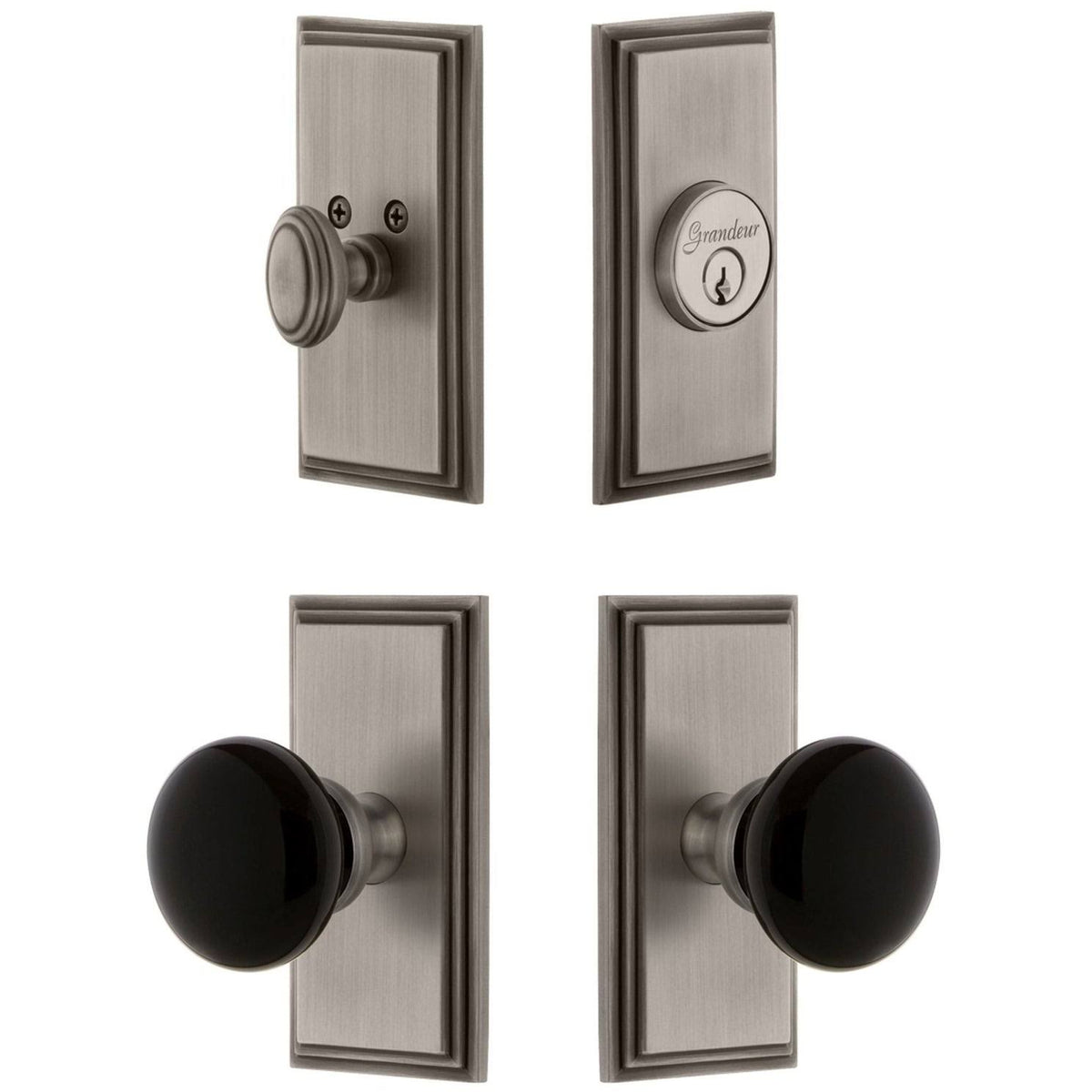Antique Pewter Knob and Deadbolt C63113