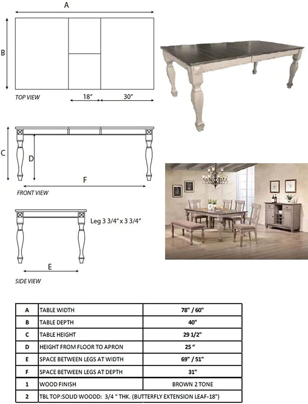 Brown 8 Piece Extendable Wood Dining Set P5440