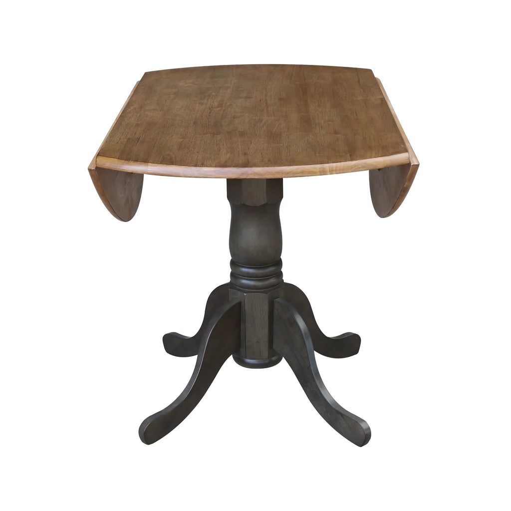 42" Round Solid Wood Dual Drop Leaf Pedestal Table S7761