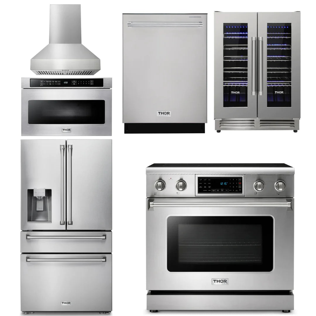 36 Electric Range, Range Hood, Microwave, Refrigerator, Dishwasher, Wine Cooler G432172