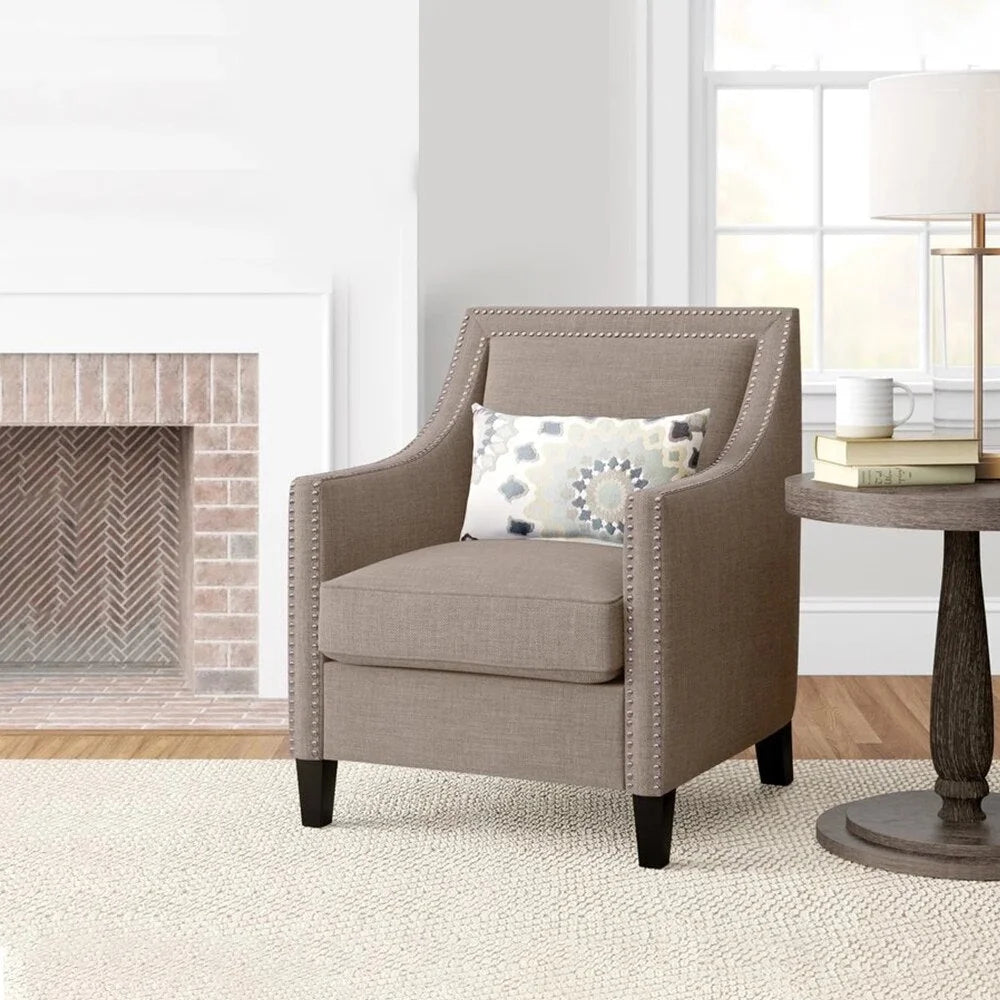Gray Brown Armchair Sofa and Ottoman Set F119