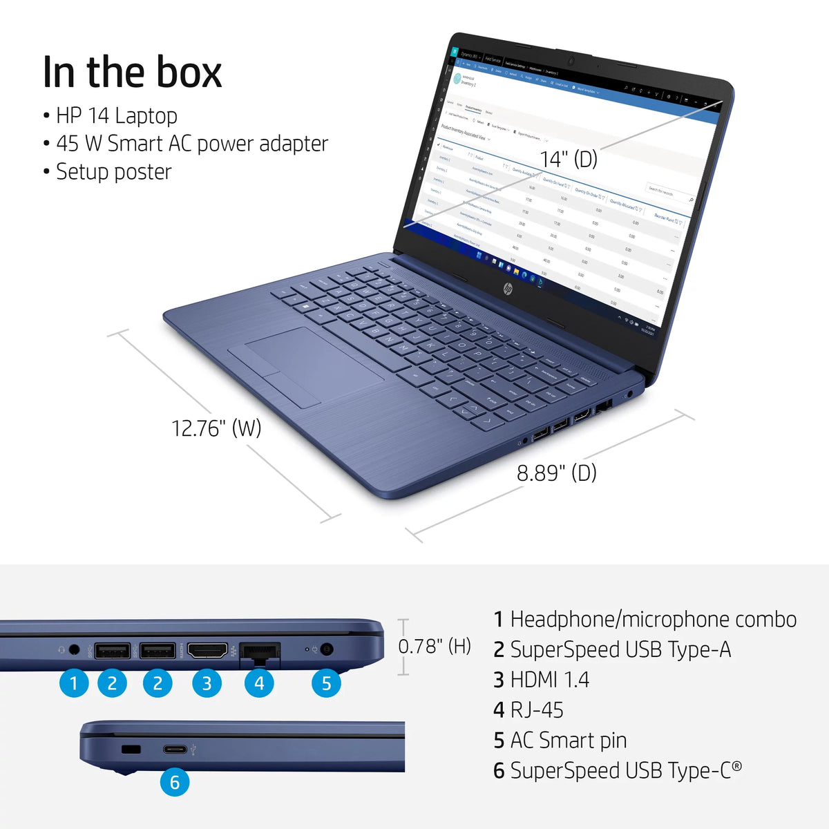 14" Laptop, Intel Celeron N4120, 4GB RAM, 64GB eMMC, Blue C140
