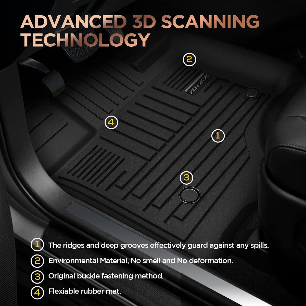 All Weather Car Floor Mats Front & 2nd Seat Floor Liners K808589