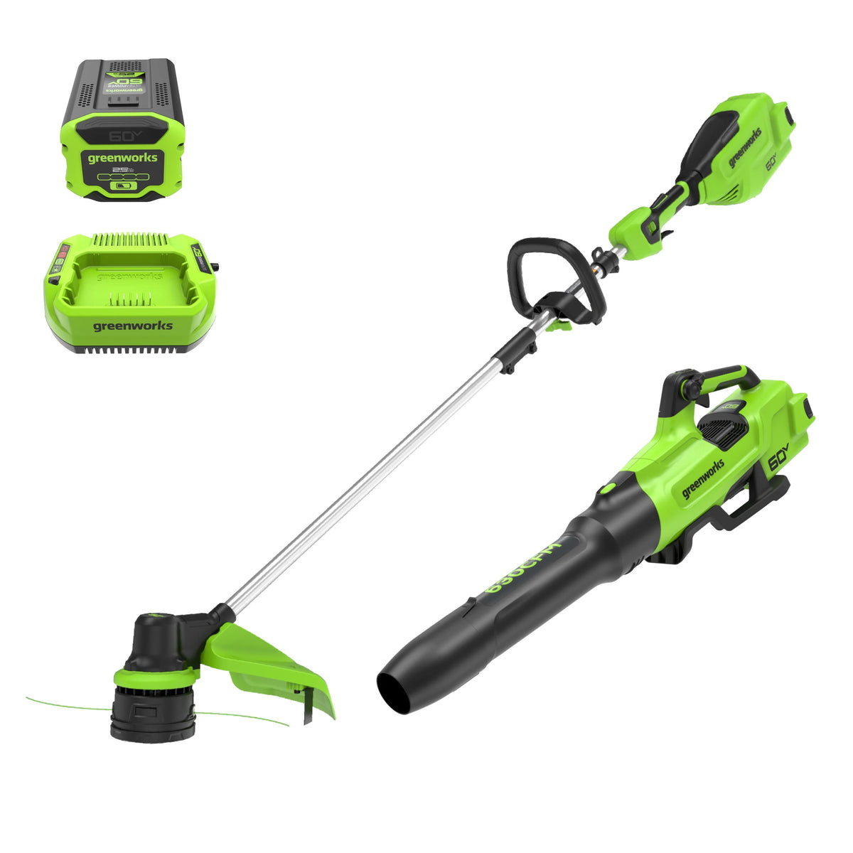 60V 16 String Trimmer & 630 CFM 170 MPH Blower Combo Kit with 2.5Ah Battery & 3 Amp Charger D982
