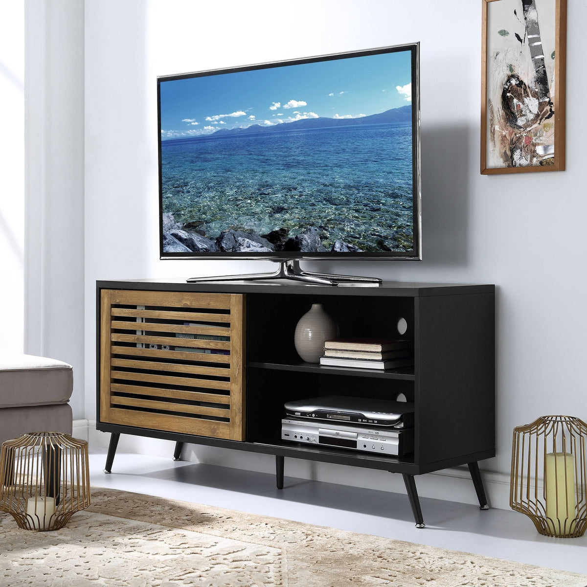Black Sliding Door TV Console C29942