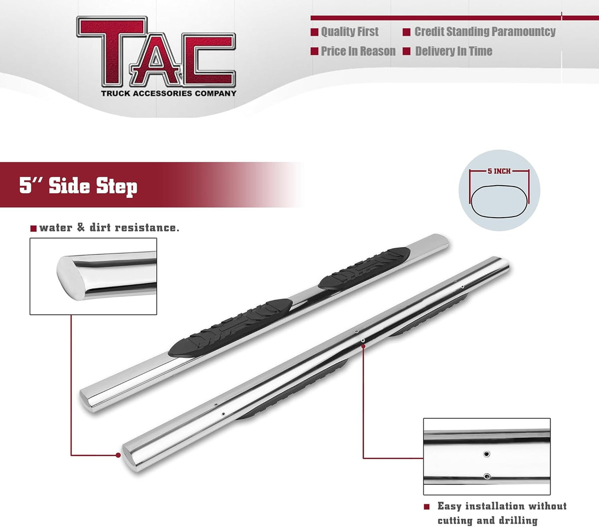 Stainless Steel Side Steps Running Boards 2Pcs S927