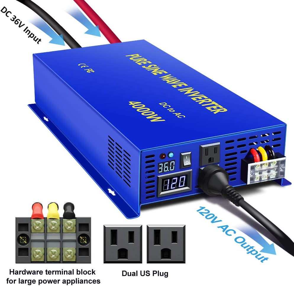 4000 Watt Pure Sine Wave Inverter 36V DC to 120V AC B64499
