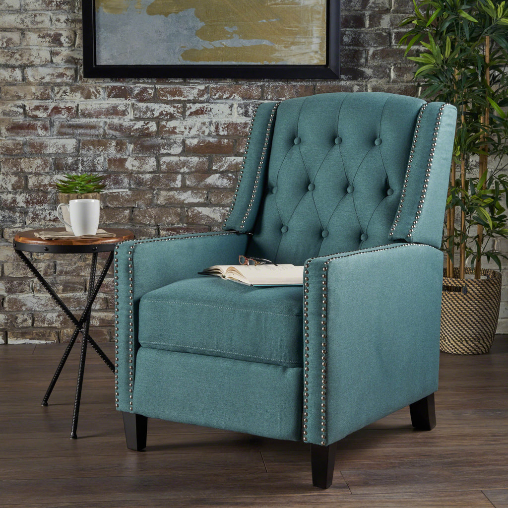 Dark Teal Fabric Tufted Recliner C916