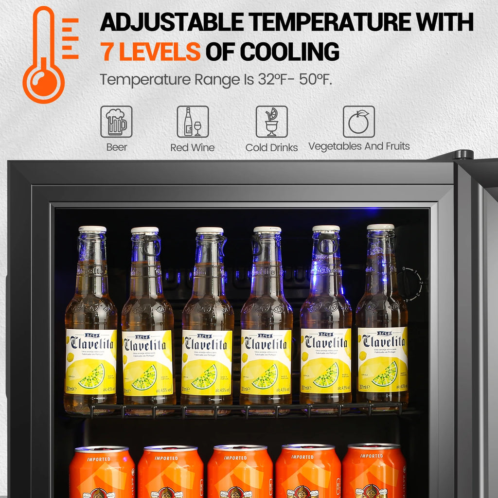 Mini Fridge with Glass Door 50 Can Stainless Steel Look M4255