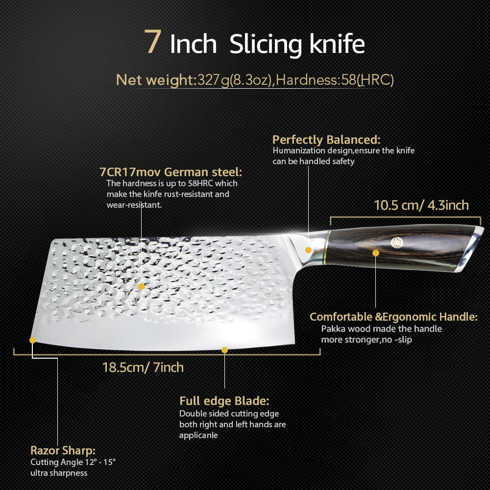 7 Inch High Carbon Stainless Steel Cleaver Knife W3427