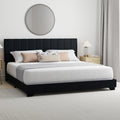 Ivory Channel Stitched Upholstered Queen Bed C7243