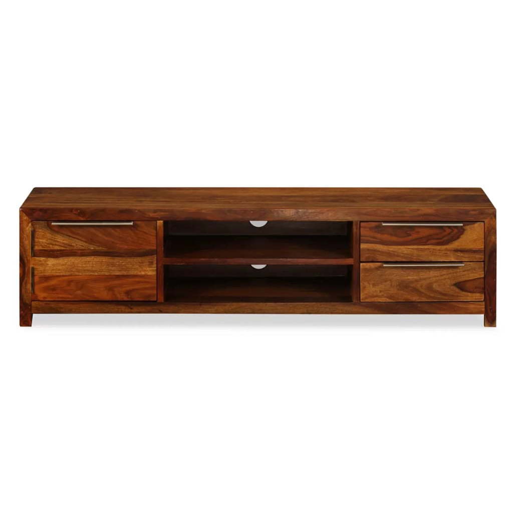 Sheesham Wood TV Stand with Door Cabinet and 2 Storage Drawers Z6028