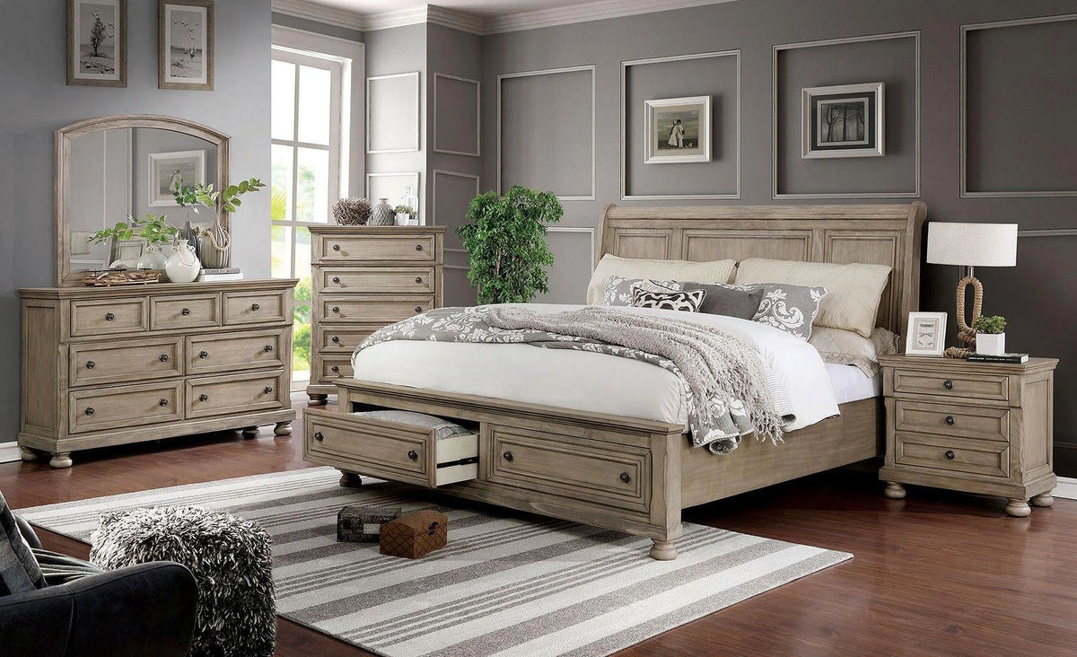 Gray Solid Wood King Bedroom Set 6pcs V10015