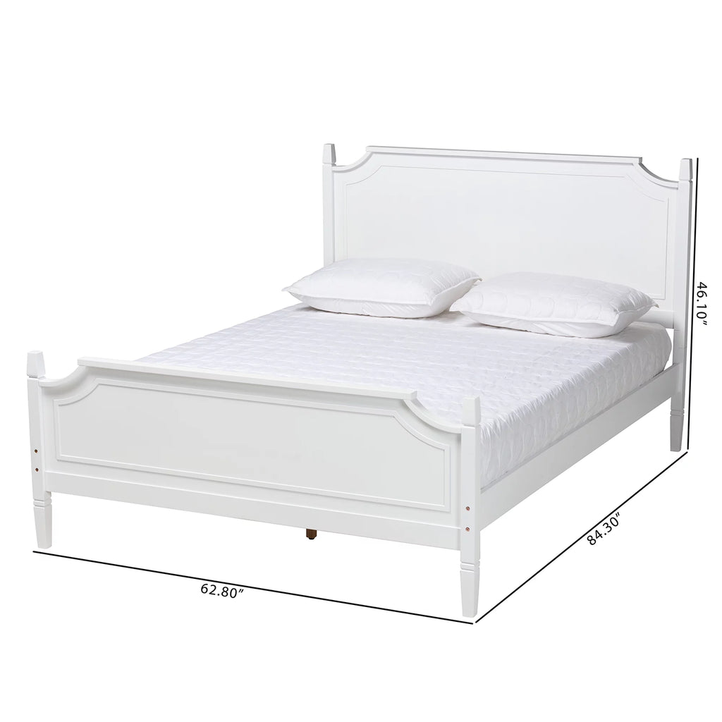 White Wood Queen Size Platform Bed Z798