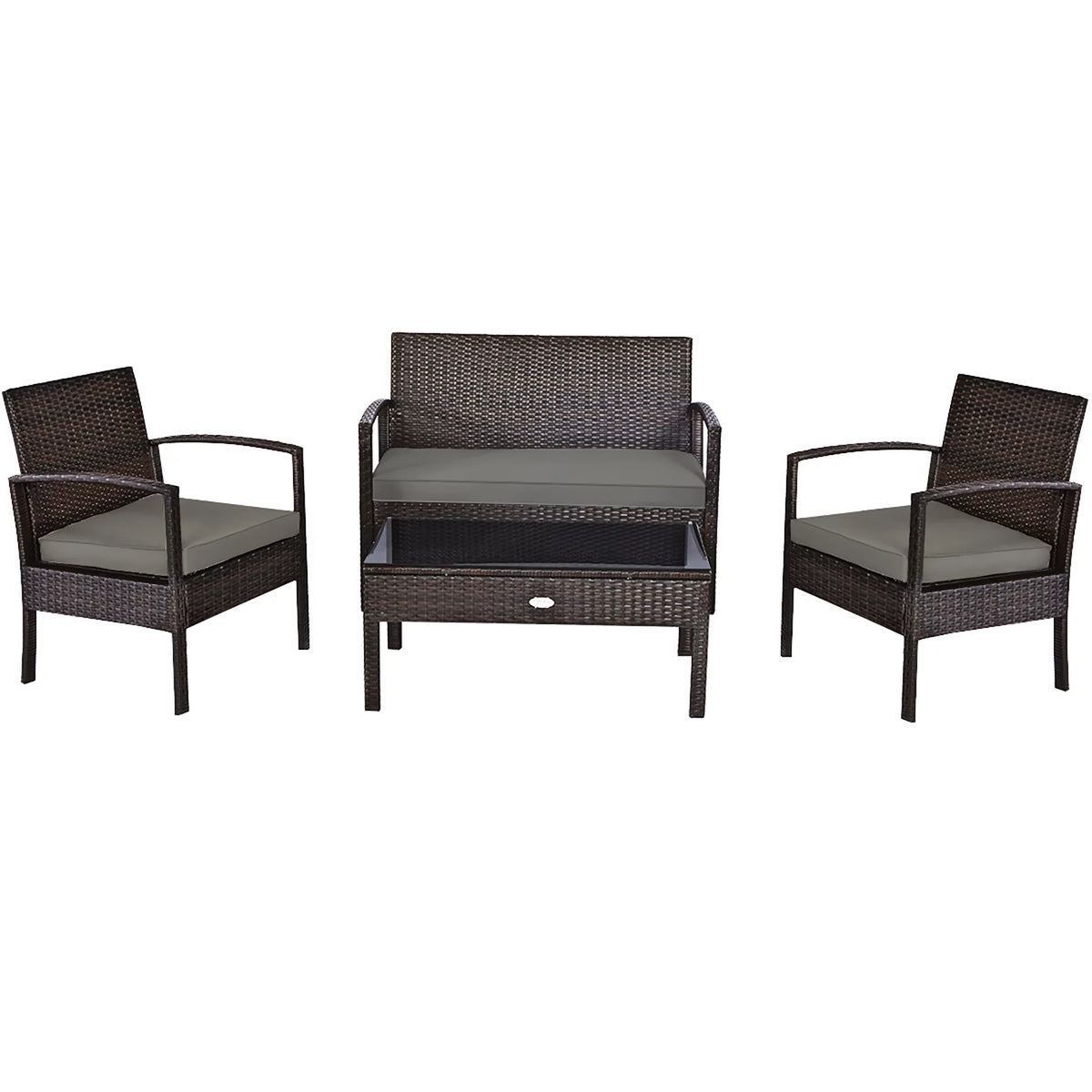 4 Pc Outdoor Patio Rattan Furniture Set Q66453