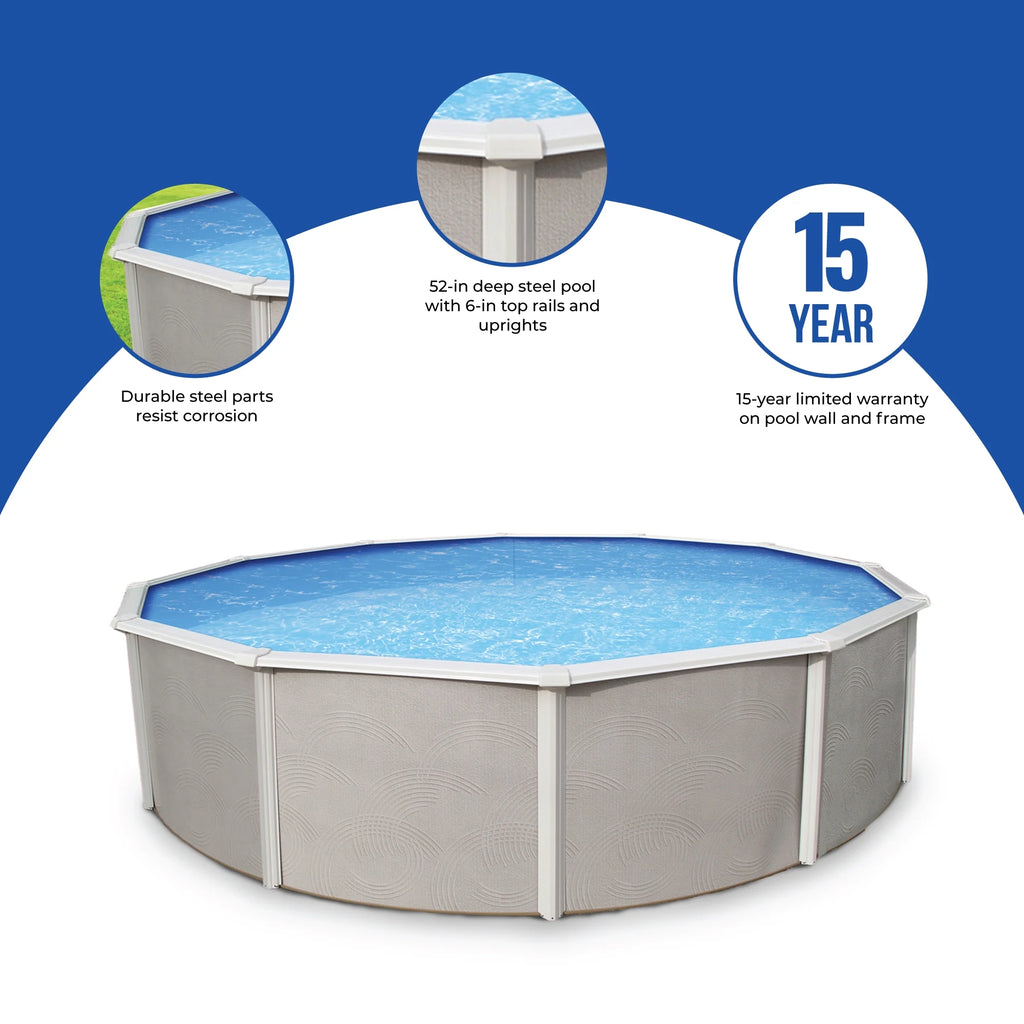 24-ft Round 52-in Deep Metal Wall Swimming Pool I357688