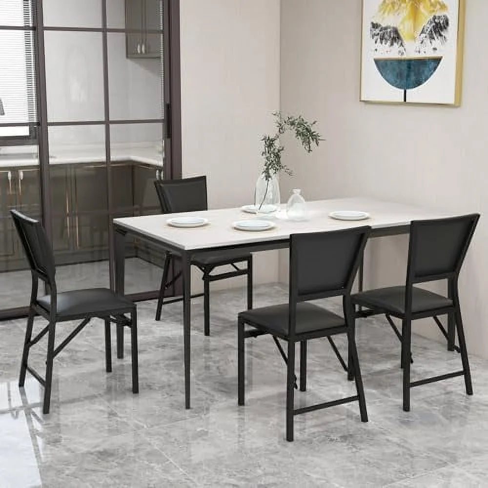 Folding Chairs Set of 4 Padded Metal Space Saving N735