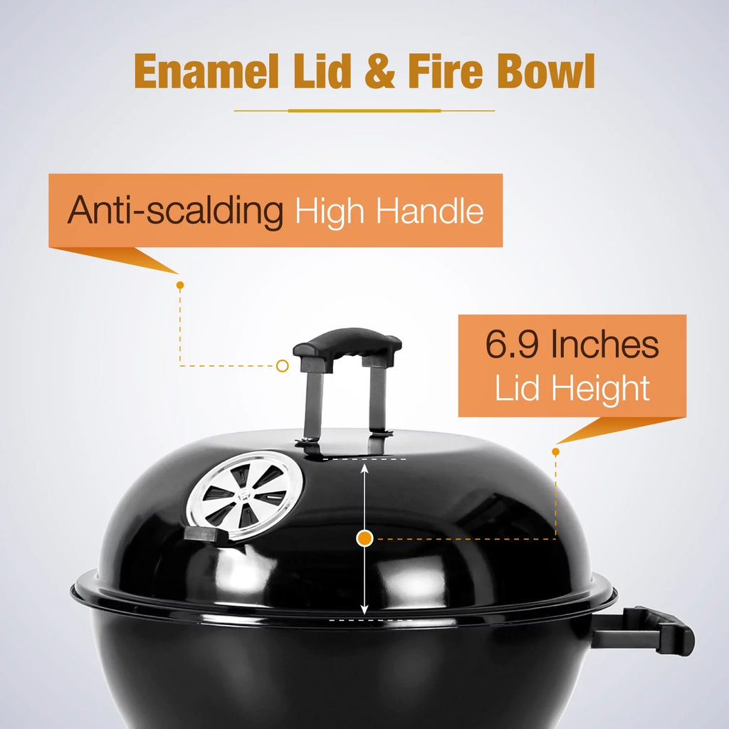 18" Portable Kettle Charcoal BBQ Grill X3379