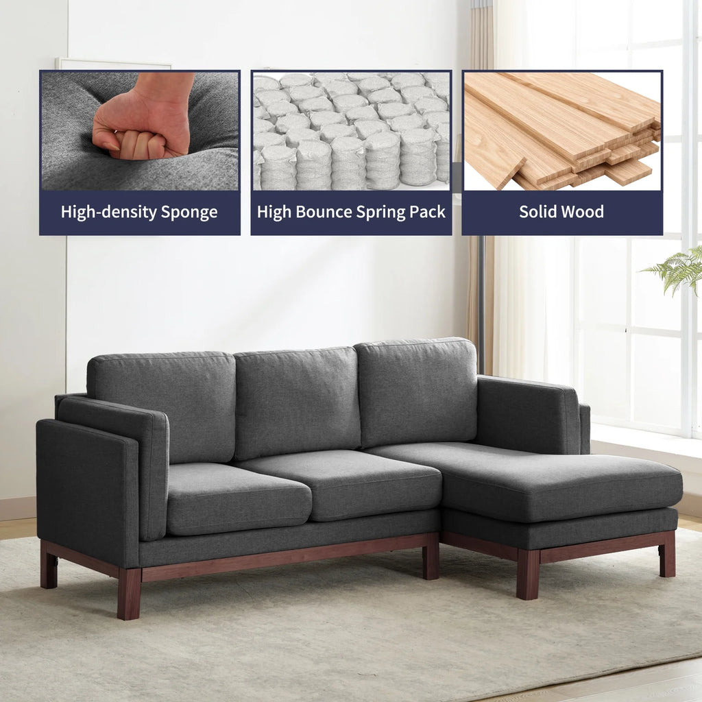 Dark Grey L-Shaped Sectional Sofa with Chaise Lounge M392