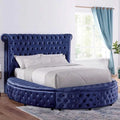 Blue Velvet-Like Fabric King Bed M697