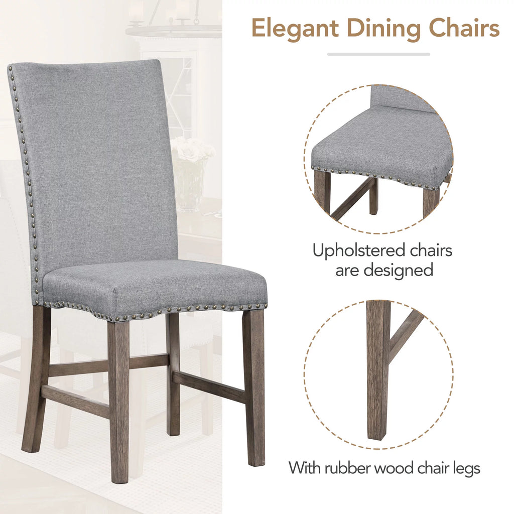 Solid Wood 7-Piece Extendable Dining Table Set with Upholstered Chairs G1563