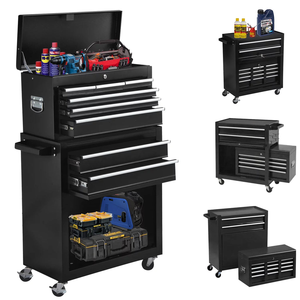 8 Drawer Black Tool Chest with Wheels Z30137