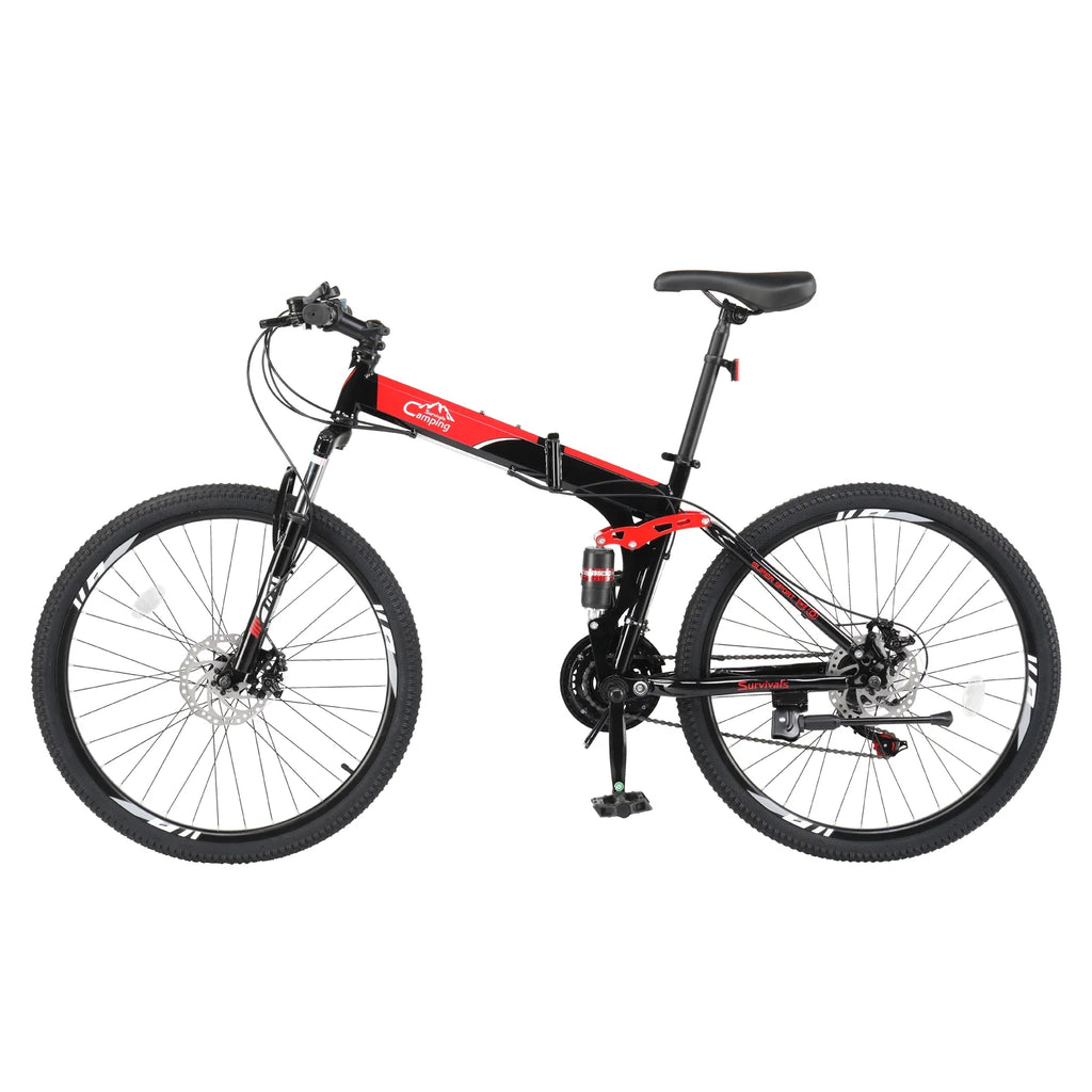 Folding Mountain Bike 21-Speed 26 inch Red N7523