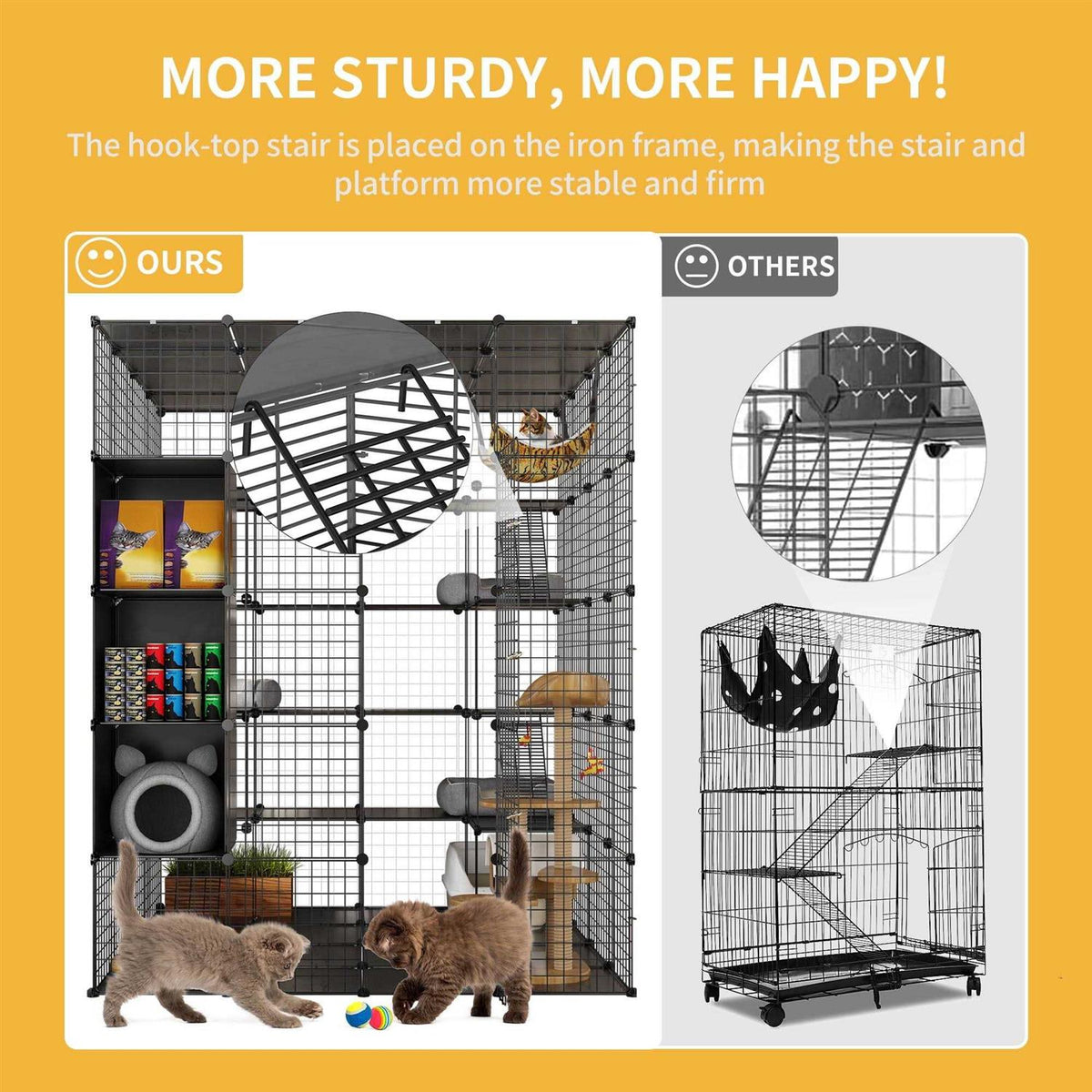 5-Tier Metal Cat Cage with Cube Storage B2745