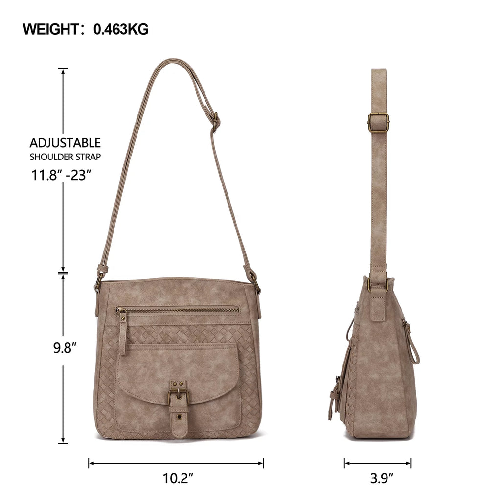 Large Straw Weaving PU Leather Crossbody Bag H637