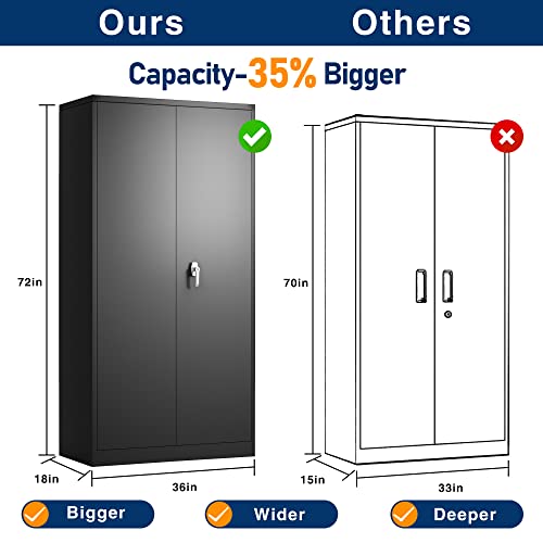 31.5" H Black Steel Lockable Storage Cabinet with 2 Adjustable Shelves N567