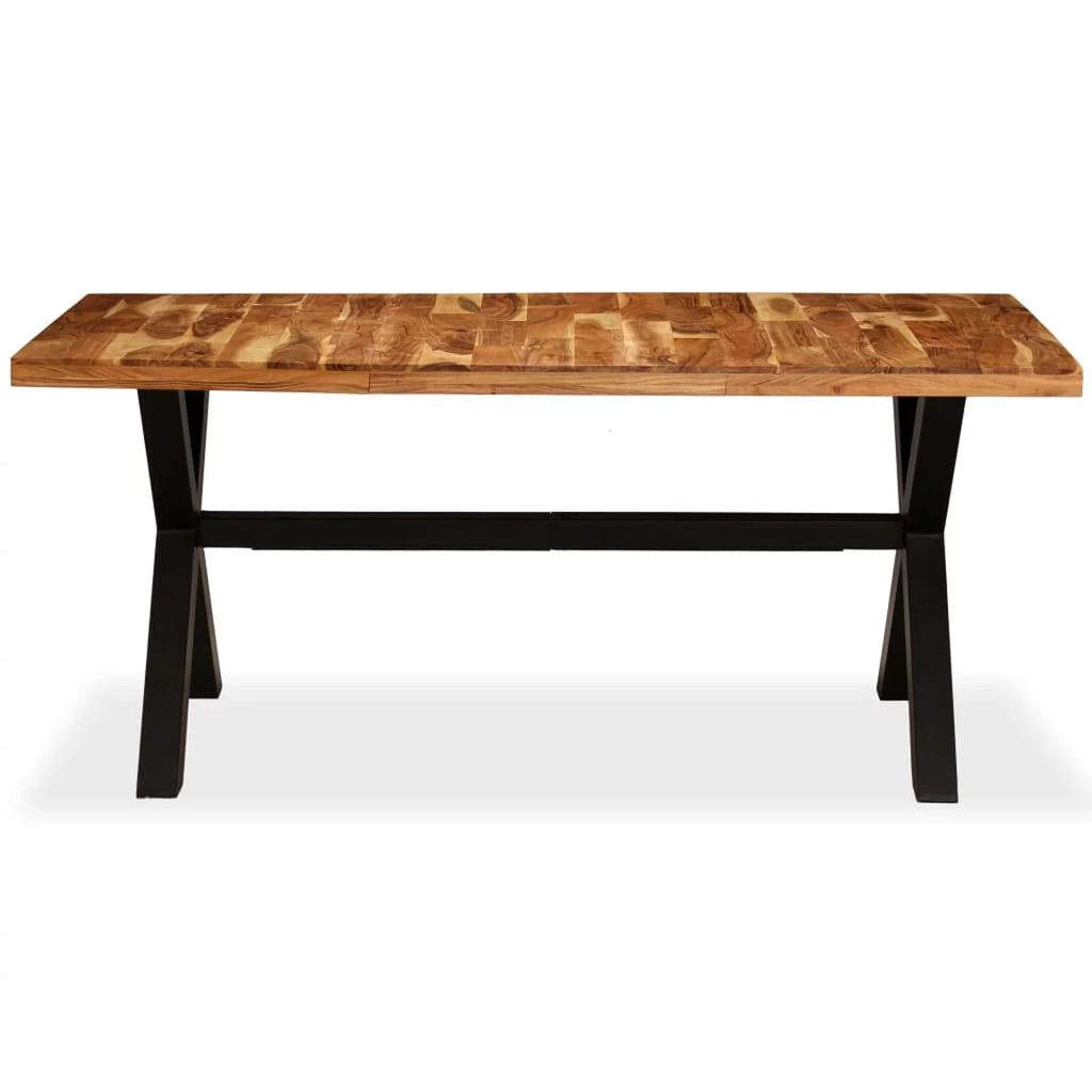 Wooden Dining Table with Acacia Mango Wood Tabletop Steel Legs Q186