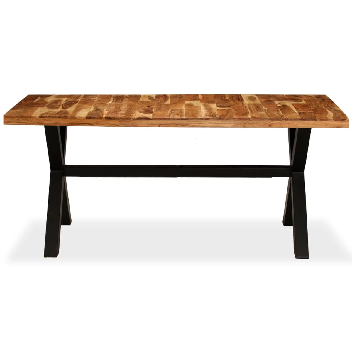 Wooden Dining Table with Acacia Mango Wood Tabletop Steel Legs Q186
