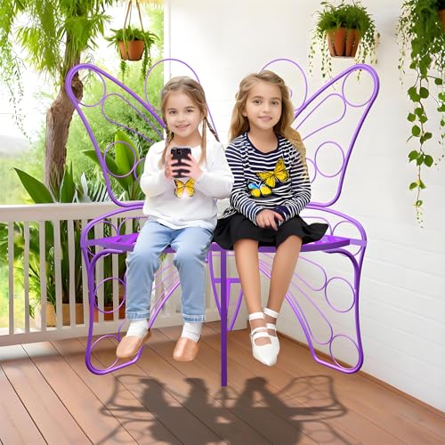 Black Metal Butterfly Outdoor Bench M7475