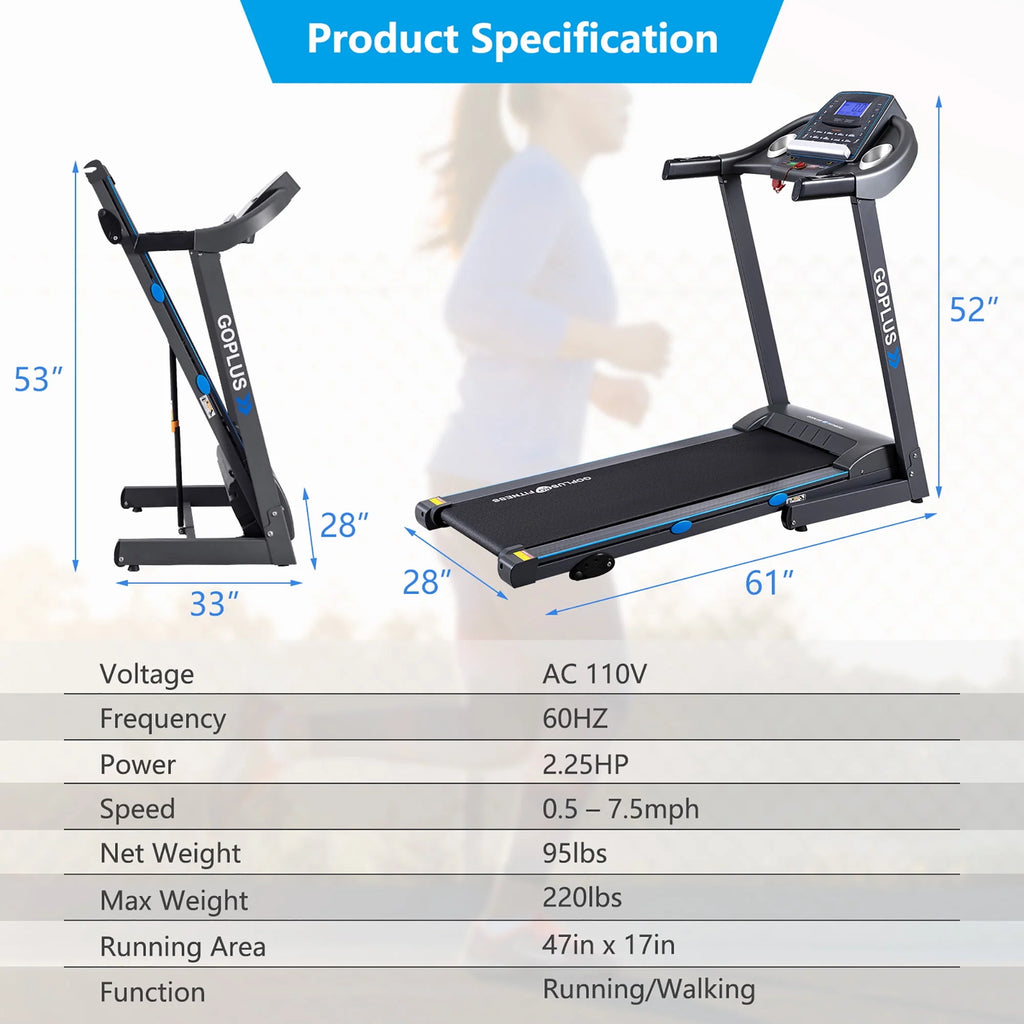 2.25HP Folding Electric Treadmill T709