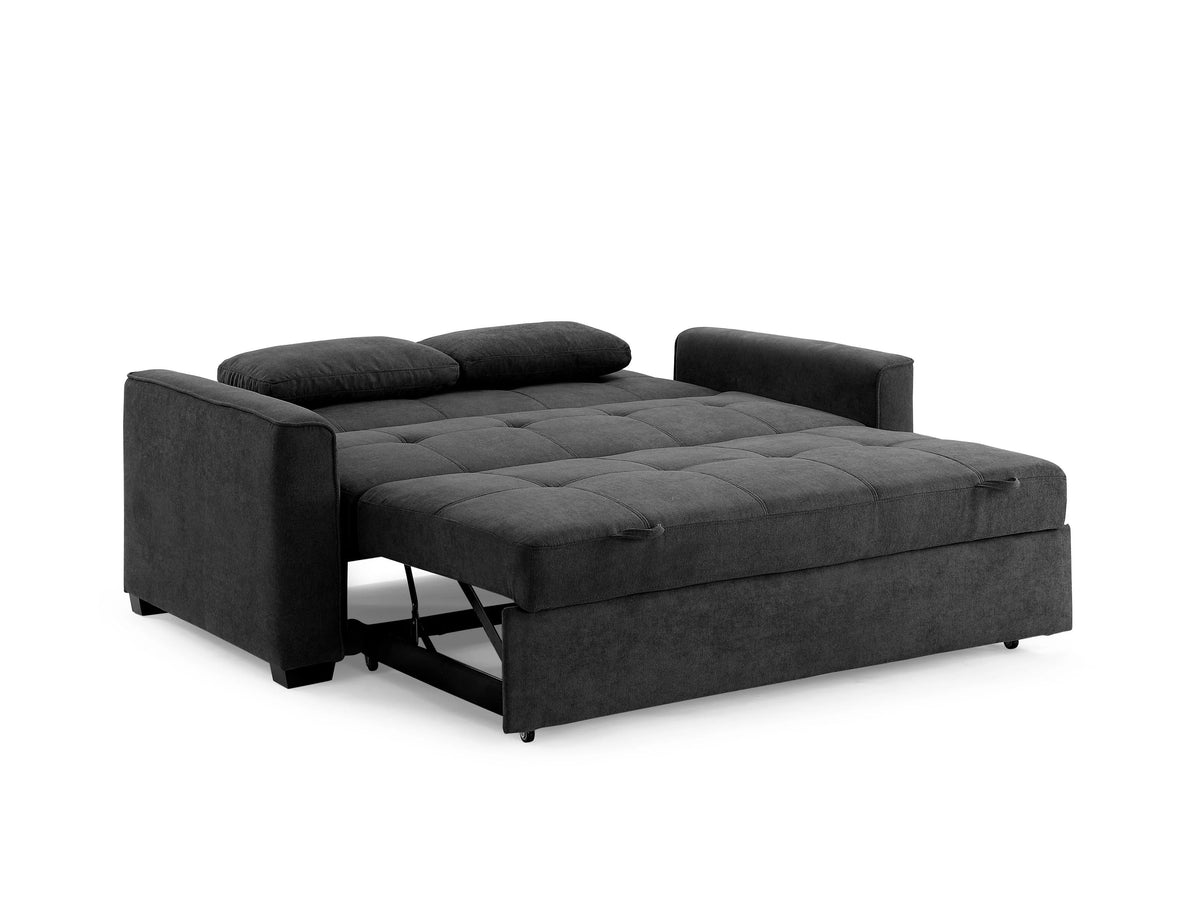 Charcoal Chenille Twin Size Sleeper Sofa with Accent Pillows W222263