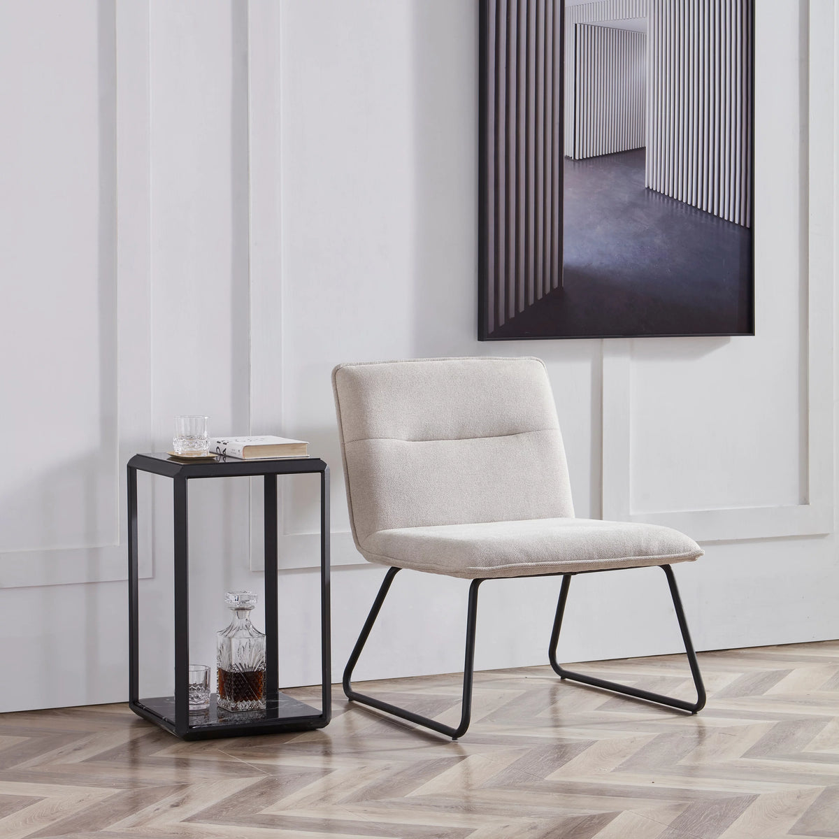Beige Fabric Accent Chair K7821