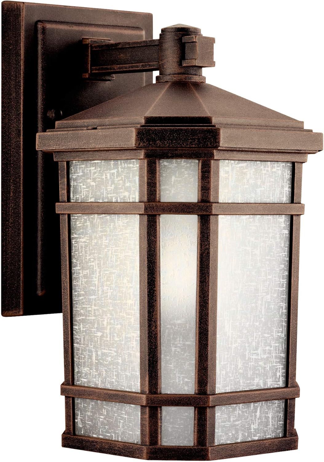 1 Light Outdoor Wall Light with Etched Linen Glass H241