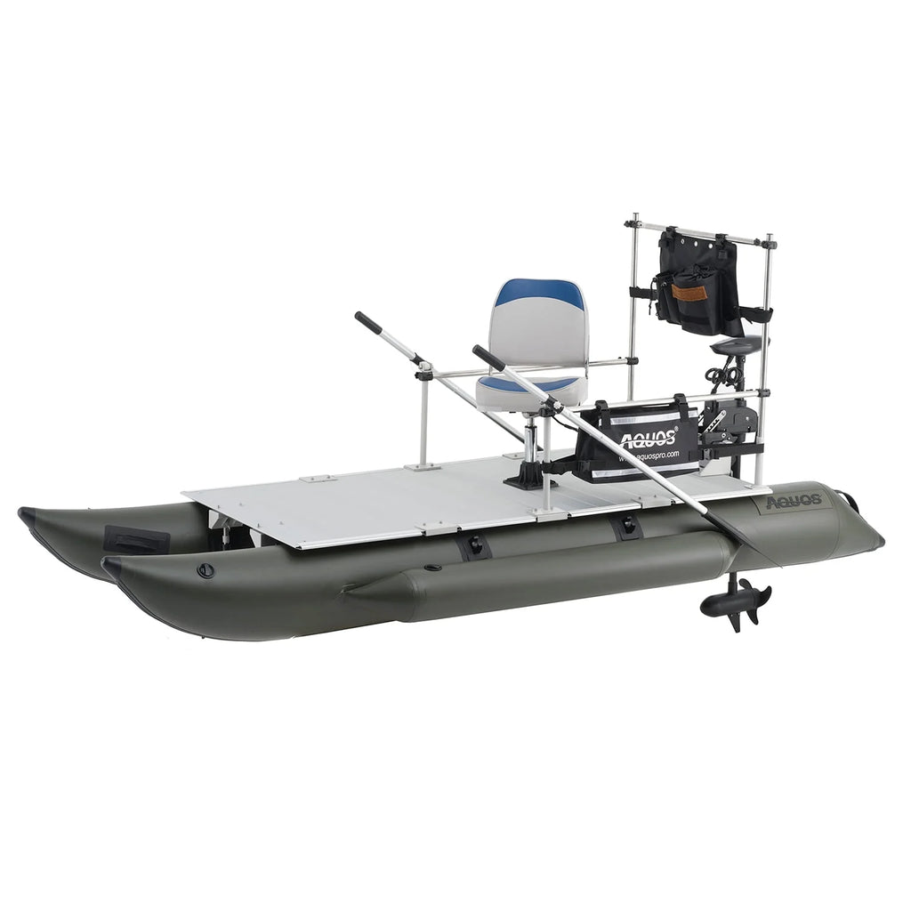 12.5ft Inflatable Pontoon Boat with 55LBS Trolling Motor L576467