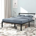 Full Size Black Metal Platform Bed Frame with Headboard E63664