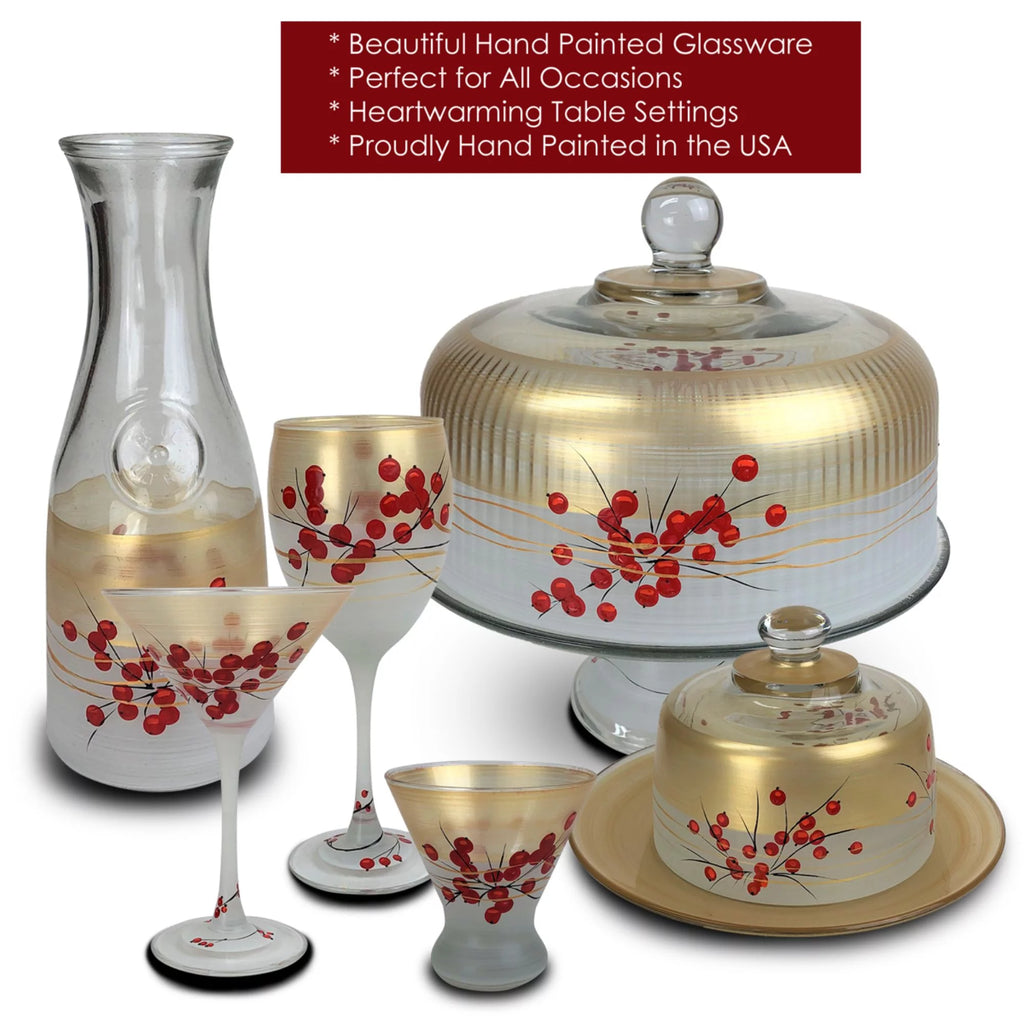 Hand Painted Frosted Glass Serving Carafe 34 oz G824337